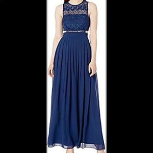 Aidan Mattox Navy Blue Maxi Dress